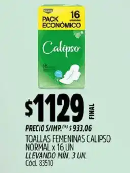 Supermercados Yaguar Calipso normal toallas femeninas oferta