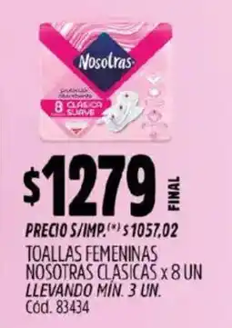 Supermercados Yaguar Nosotras clasicas toallas femeninas oferta