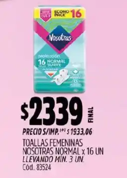 Supermercados Yaguar Nosotras normal toallas femeninas oferta