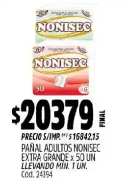 Supermercados Yaguar Nonisec pañal adultos extra grande oferta