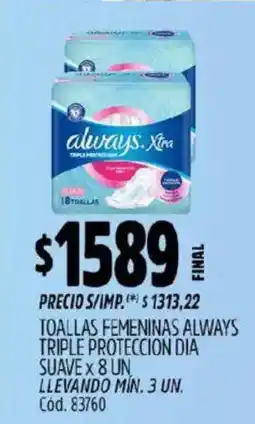 Supermercados Yaguar Always toallas femeninas dia suave oferta