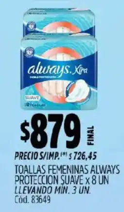 Supermercados Yaguar Always toallas femeninas suave oferta