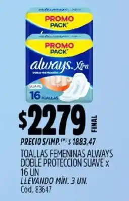 Supermercados Yaguar Always toallas femeninas suave oferta