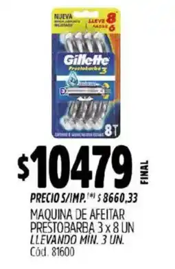 Supermercados Yaguar Gillette Prestobarba 3 oferta