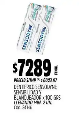 Supermercados Yaguar Sensodyne sensibilidad y blanqueador oferta