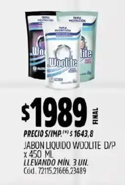 Supermercados Yaguar Woolite jabon liquido oferta