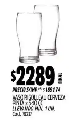 Supermercados Yaguar Vaso rigolleau cerveza pinta oferta