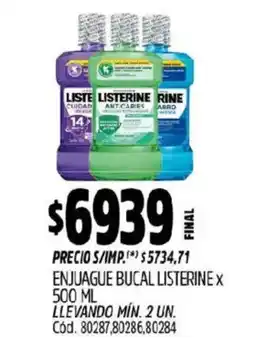 Supermercados Yaguar Listerine enjuage bucal oferta