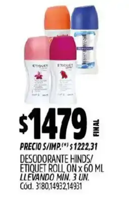 Supermercados Yaguar Hinds/Etiquet Roll on oferta
