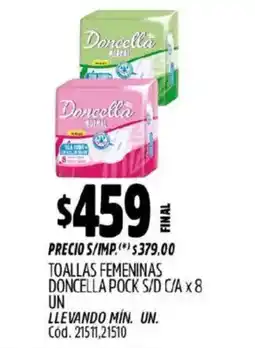 Supermercados Yaguar Doncella toallas femeninas oferta