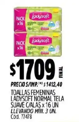 Supermercados Yaguar Ladysoft toallas femeninas suave oferta