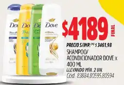 Supermercados Yaguar Dove shampoo/acon oferta