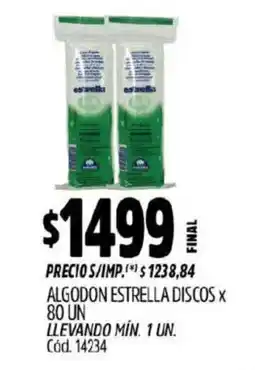 Supermercados Yaguar Estrella algodon discos oferta
