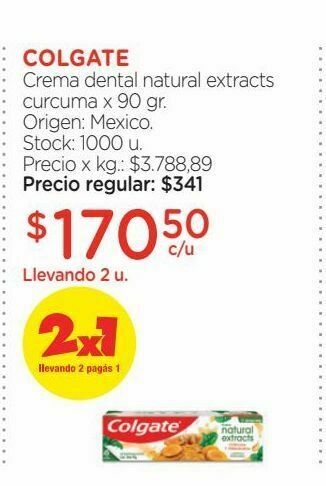 Farmacity Crema dental colgate natural extracts cúrcuma x 90 g oferta