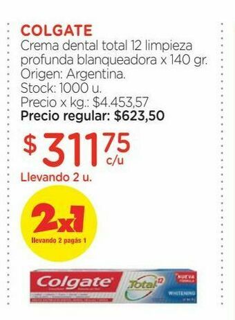 Farmacity Crema dental colgate total 12 limpieza profunda blanqueadora x 140 g oferta
