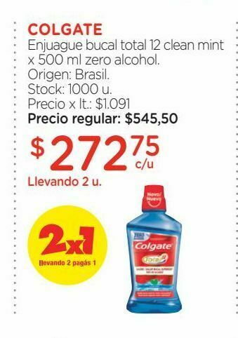 Farmacity Enjuague bucal colgate total 12 clean mint x 500 ml oferta