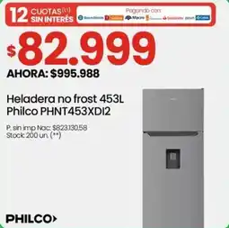 Changomas Philco Heladera no frost 453L oferta
