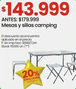 Changomas Mesas y sillas camping oferta