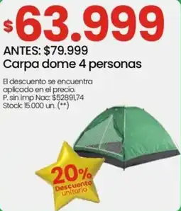 Changomas Carpa dome 4 personas oferta