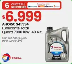 Changomas Total Quartz lubricante 7000 10W-40 oferta