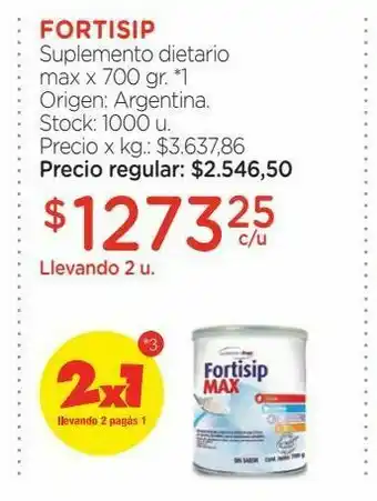 Farmacity Suplemento dietario en lata nutricia fortisip max x 700 g oferta