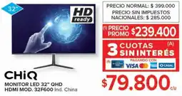 Carrefour Chiq monitor LED 32" QHD oferta