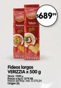 Supermercados Buenos Días Verizzia fideos largos oferta