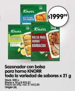Supermercados Buenos Días Knorr sazonador con bolsa para horno oferta
