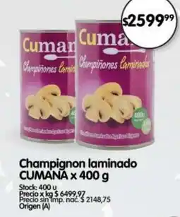 Supermercados Buenos Días Cumana champignon laminado oferta