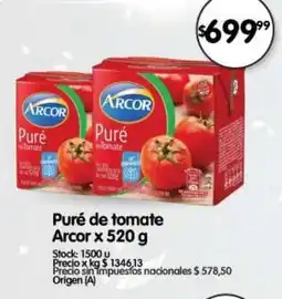 Supermercados Buenos Días Arcor puré de tomate oferta