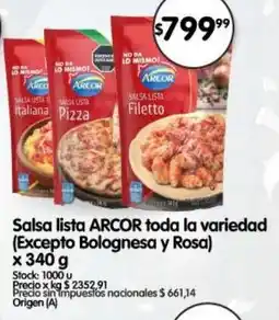 Supermercados Buenos Días Arcor salsa lista oferta