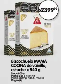 Supermercados Buenos Días Mama Cocina bizcochuelo de vainilla oferta