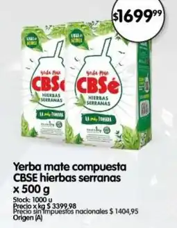Supermercados Buenos Días CBSE yerba mate compuesta oferta