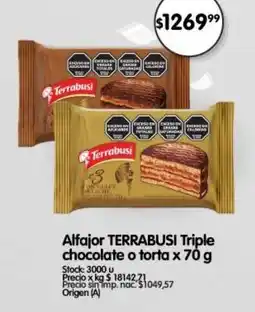 Supermercados Buenos Días Terrabusi alfajor triple chocolate o torta oferta