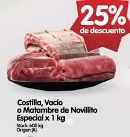 Supermercados Buenos Días Costilla, vacío o matambre de novillito especial oferta