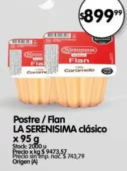 Supermercados Buenos Días La Serenisima postre/flan oferta