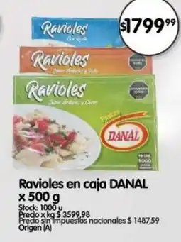 Supermercados Buenos Días Danal ravioles en caja oferta