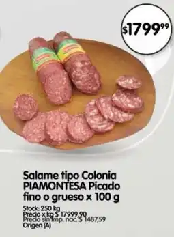 Supermercados Buenos Días Piamontesa salame tipo colonia oferta