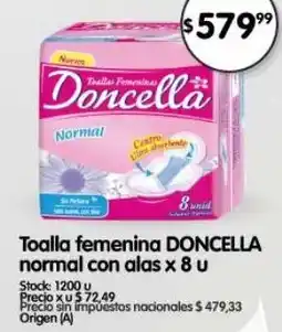 Supermercados Buenos Días Doncella toalla femenina normal oferta