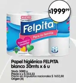 Supermercados Buenos Días Felpita papel higiénico blanco oferta