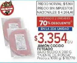 Carrefour Puente de ronda jamón cocido feteado bajo sodio oferta