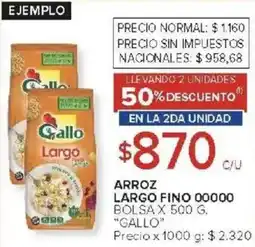 Carrefour Gallo arroz largo fino 00000 bolsa oferta