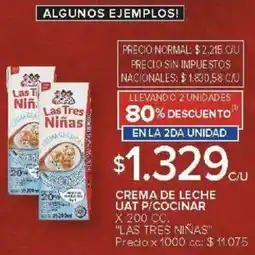 Carrefour Las tres niñas crema de leche uat p/cocinar oferta