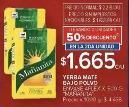 Carrefour Mañanita yerba mate bajo polvo envase 4flex oferta