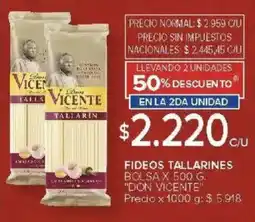 Carrefour Don vicente fideos tallarines bolsa oferta