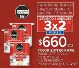 Carrefour La serenisima yogur entero firme vainilla/frutilla pote oferta