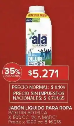 Carrefour Ala matic jabón líquido para ropa p/diluir botella oferta