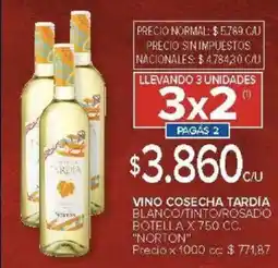 Carrefour NORTON VINO COSECHA TARDÍA BLANCO/TINTO/ROSADO BOTELLA oferta