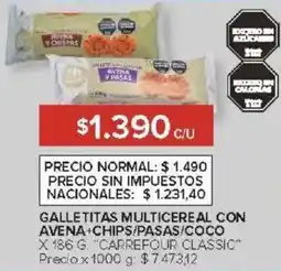 Carrefour Carrefour classic galle titas multicereal con avena+chips/pasas/coco oferta