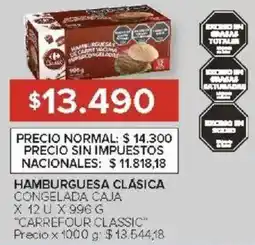Carrefour Carrefour classic hamburguesa clásica congelada oferta